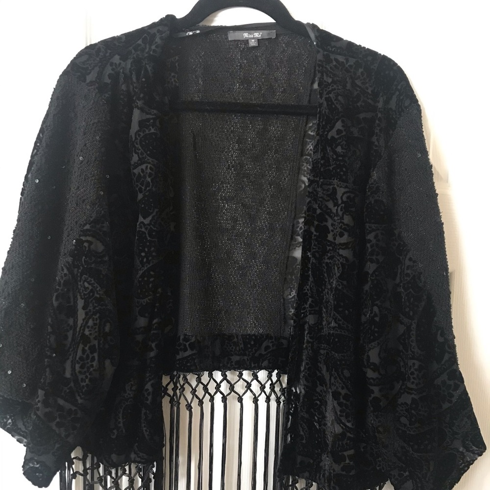 Buckle Miss Me Black Velvet Kimono